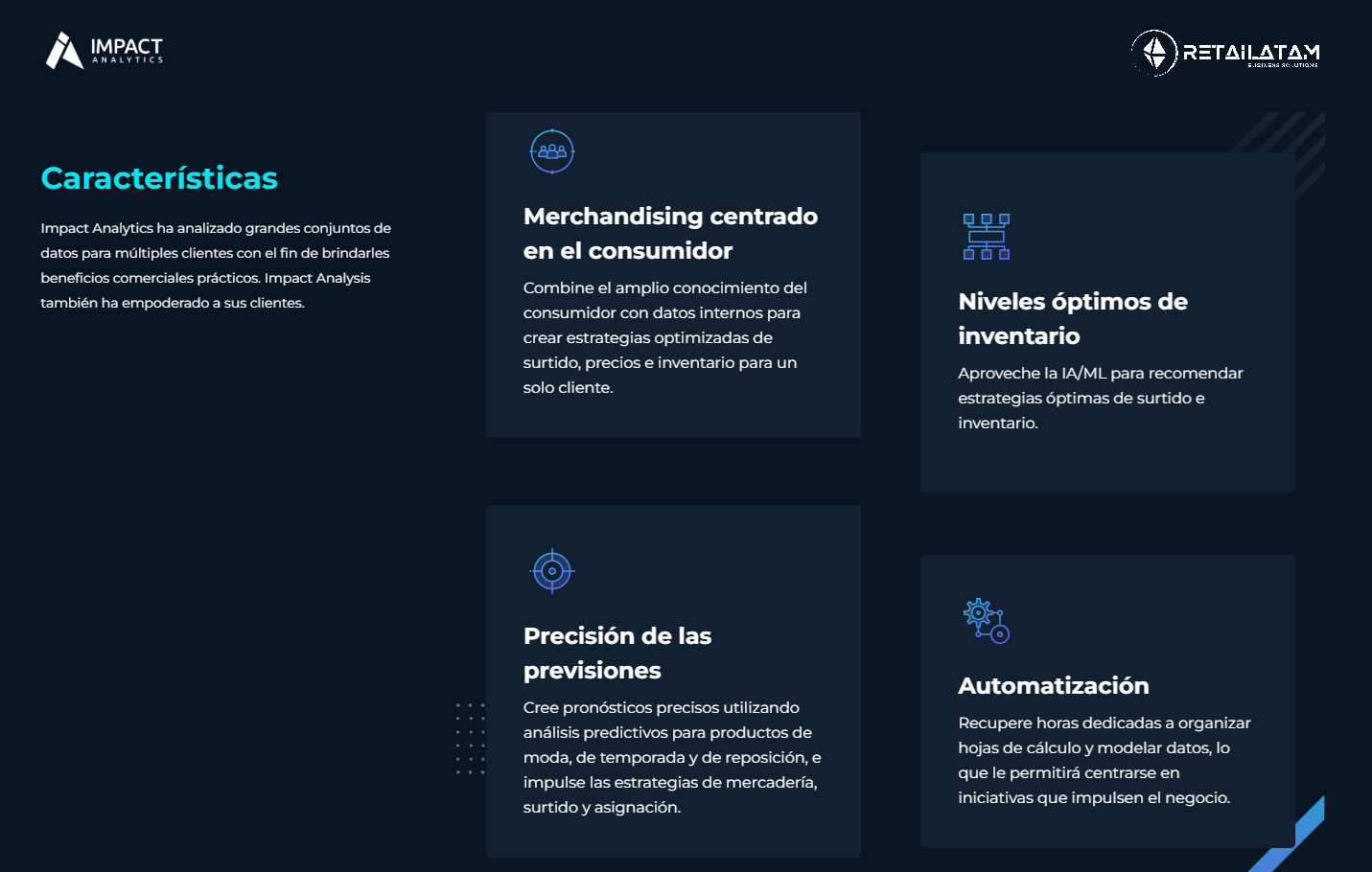 Caraterísticas Solución Impact Analytics